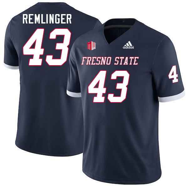 Men #43 Gus Remlinger Fresno State Bulldogs College Football Jerseys Stitched-Navy